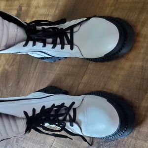 Women's White Combat Boots With Black Details Size 37